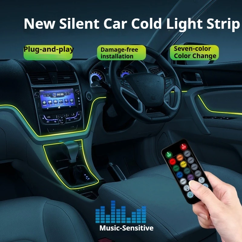 Car Ambient Light Sound Activated - Luz ambiental interior LED RGB para