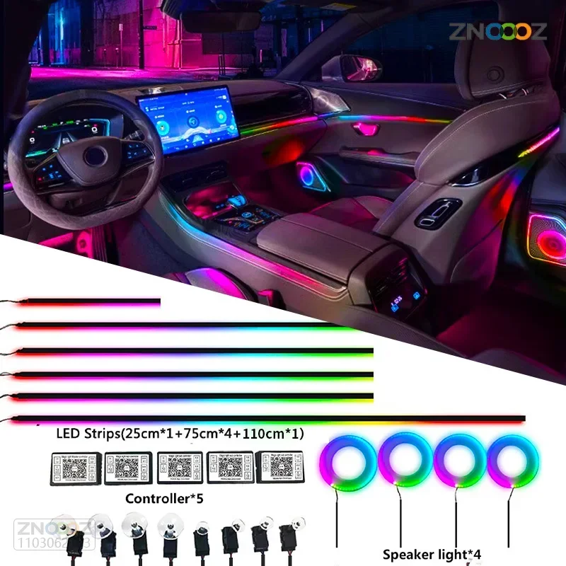 Car Ambient Lighting 18 In 1 - Luces ambientales interiores de neón 18