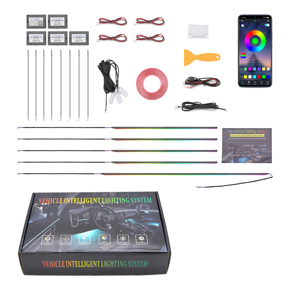 Car Ambient Lighting 18 In 1 - Kit de Luces Ambientales para Auto,