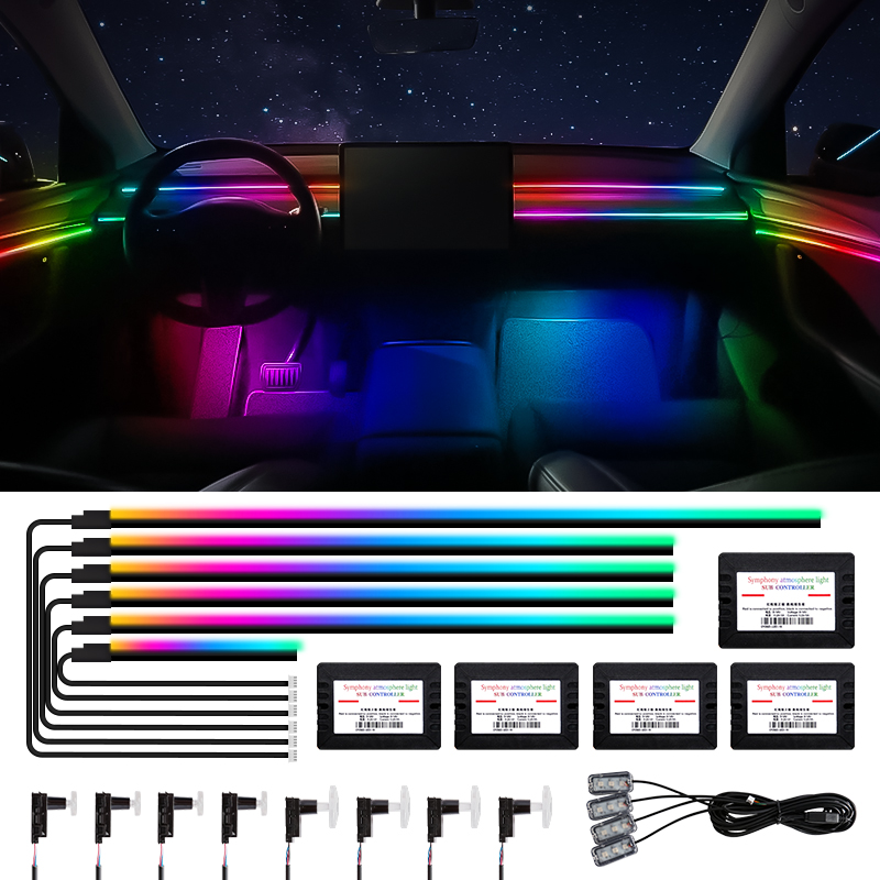 Car Dashboard Light Fiber Optic - Luces ambientales interiores de coche, tiras