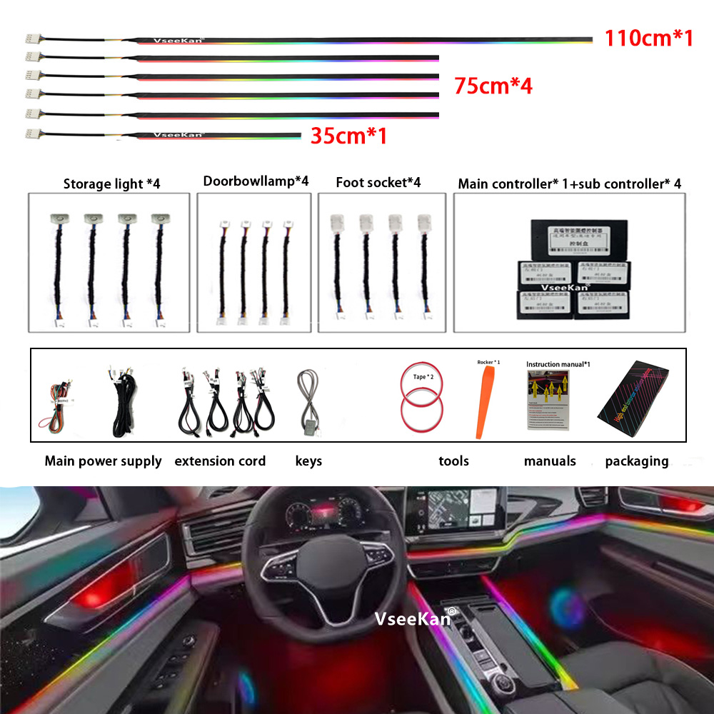Car Ambient Lighting 18 In 1 - Luces Led de ambiente para coche