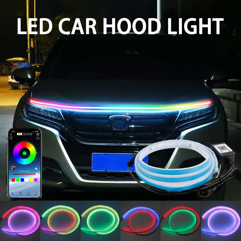 Car Led Strip 12V Waterproof - Luz decorativa para capó de coche,