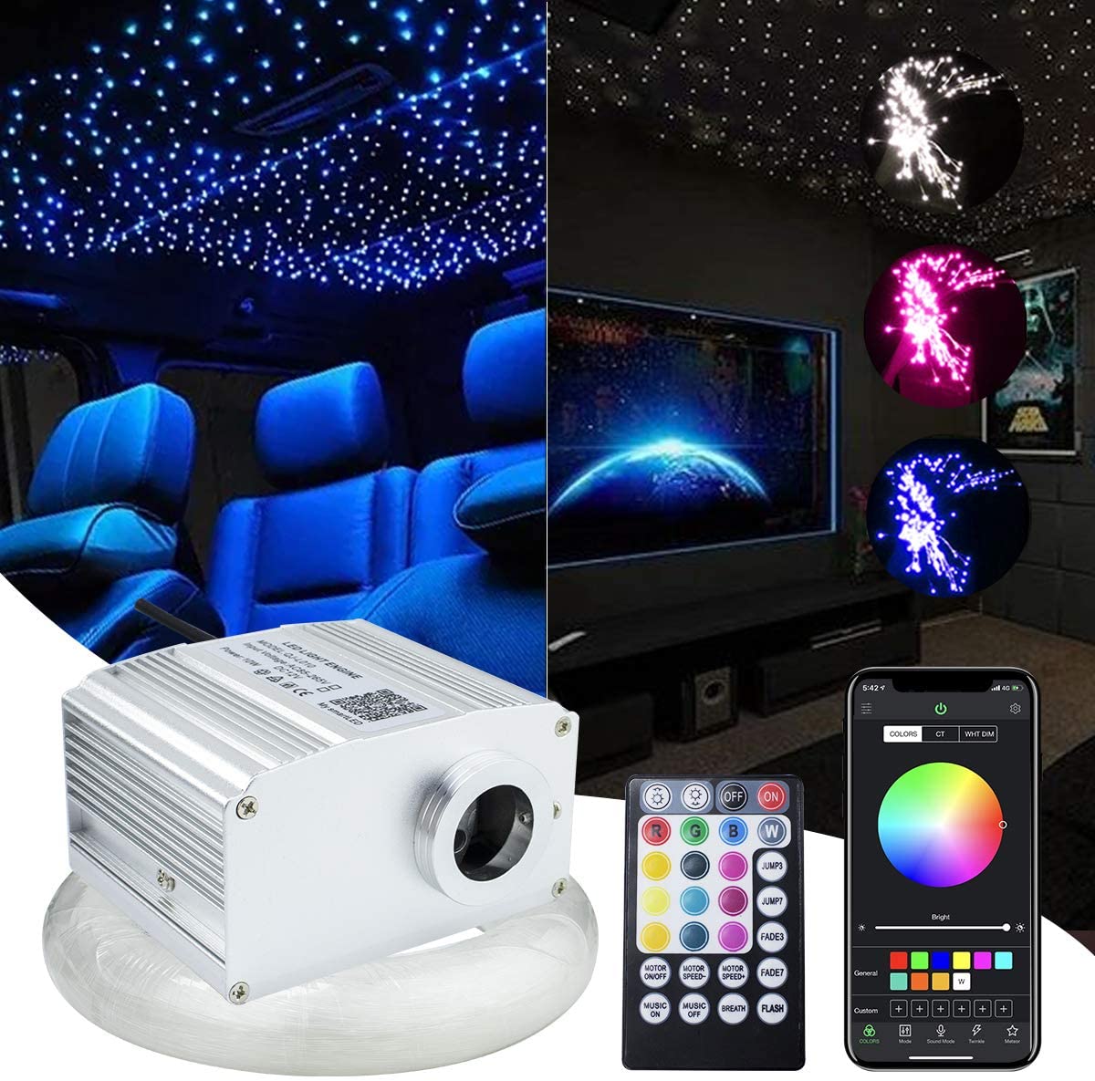 Car Roof Star Light Fiber Optic - Luz de Techo de Fibra Óptica