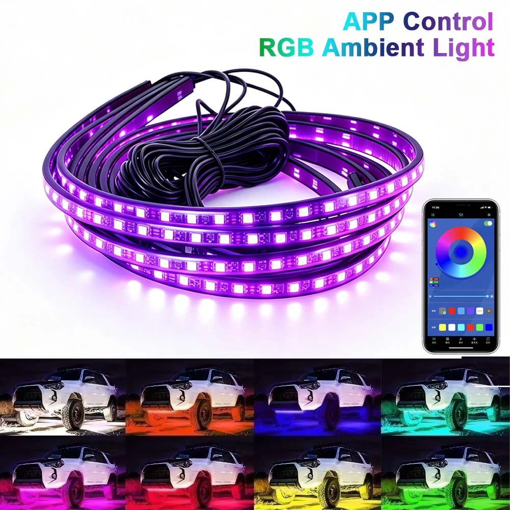 Car Led Strip 12V Waterproof - 4 piezas de tiras de luces