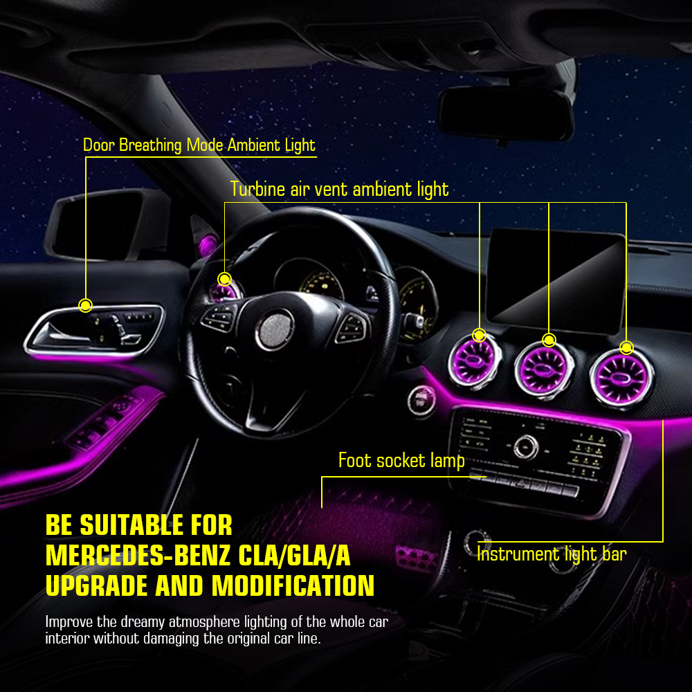 Accesorios para Benz W176 CLA  - Car Ambient Lighting 64 Color reseña y precio