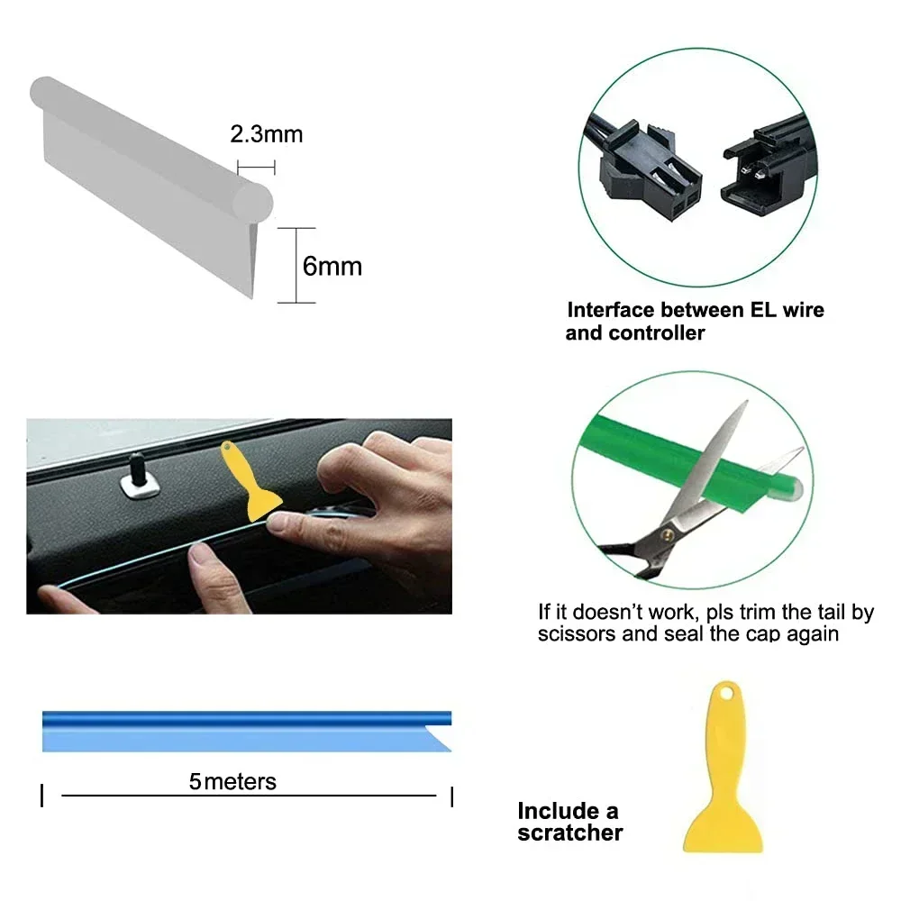 Luz ambiental para el interior - Car Interior Neon Light Usb reseña y precio