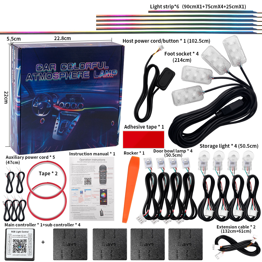 Luz Ambiental para Automóvil 6 - Car Interior Led Strip App Control reseña y precio