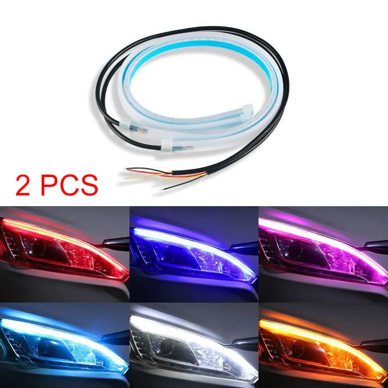 2 uds coche DRL Flexible imper - Car Led Strip 12V Waterproof reseña y precio