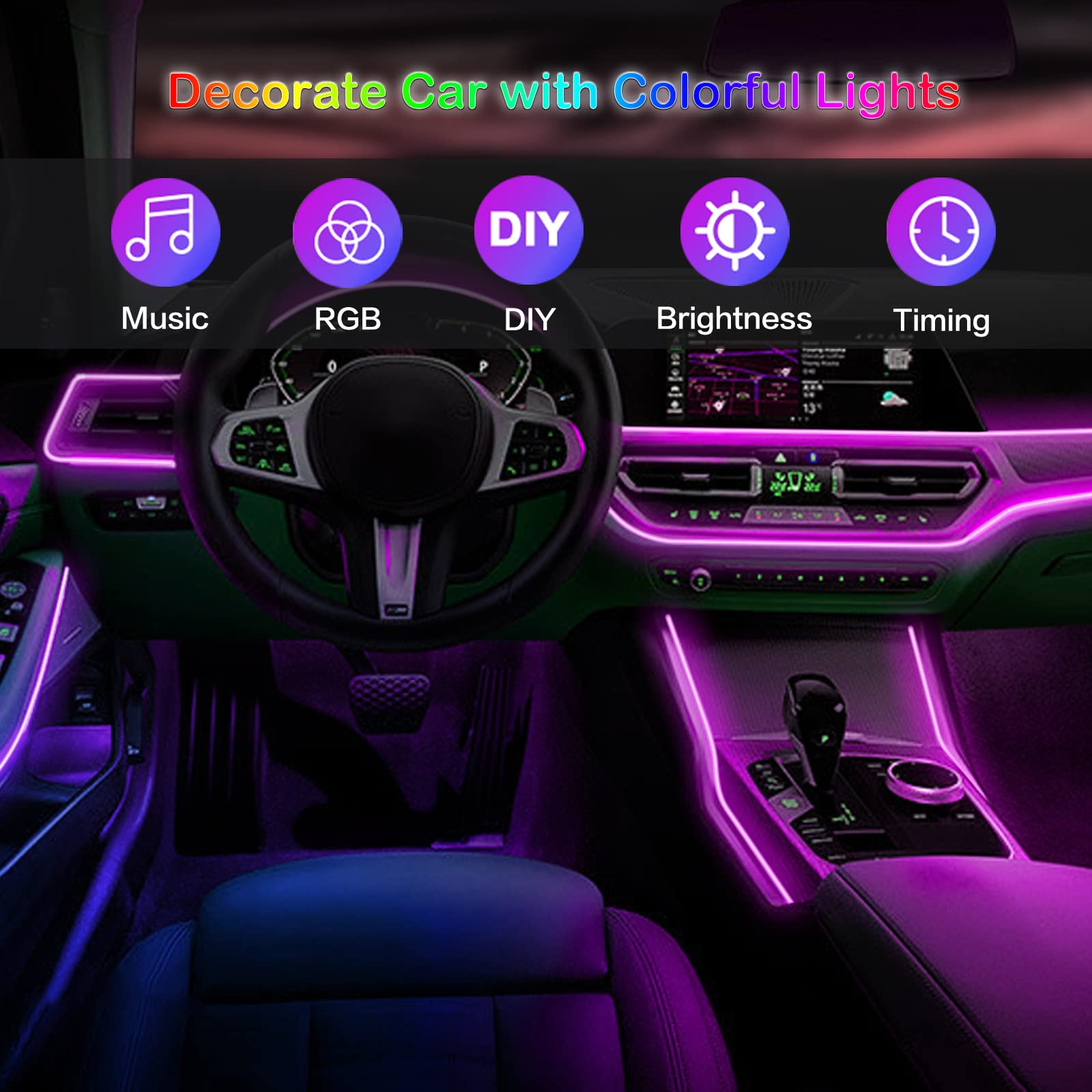 Tira de luces LED para Interio - Car Ambient Light Kit With Remote reseña y precio