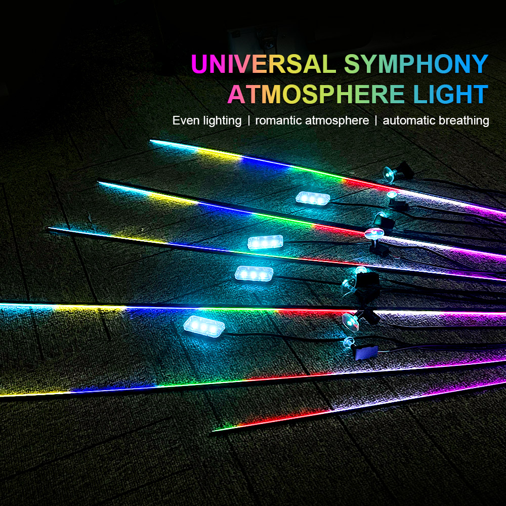 18 en 1 64 colores RGB sinfóni - Car Interior Led Strip App Control reseña y precio