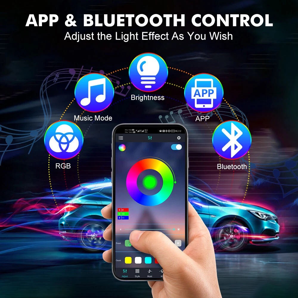 4 tiras de luces LED RGB para  - Car Interior Neon Light Usb reseña y precio