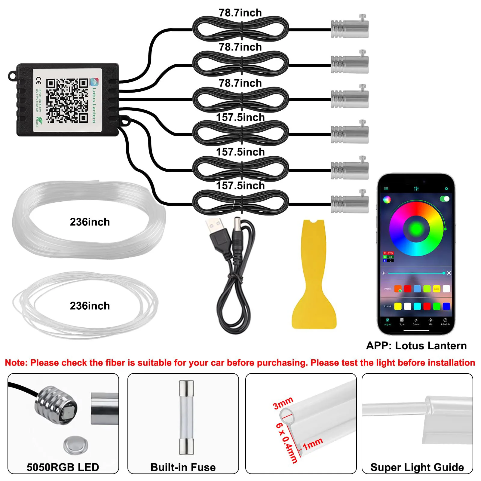 Kit de luz ambiental LED RGB p - Car Dashboard Light Fiber Optic reseña y precio