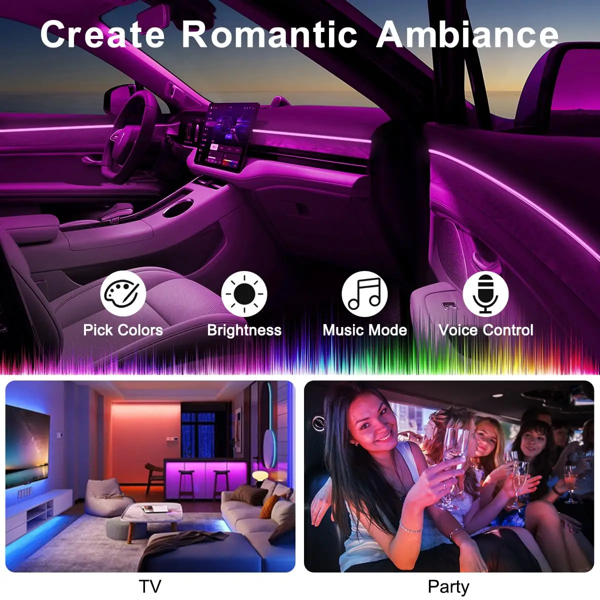 Kit de luz ambiental LED RGB p - Car Dashboard Light Fiber Optic reseña y precio