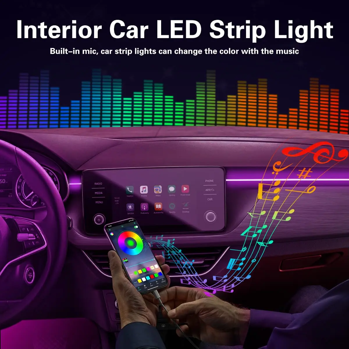 Kit de luz ambiental LED RGB p - Car Dashboard Light Fiber Optic reseña y precio