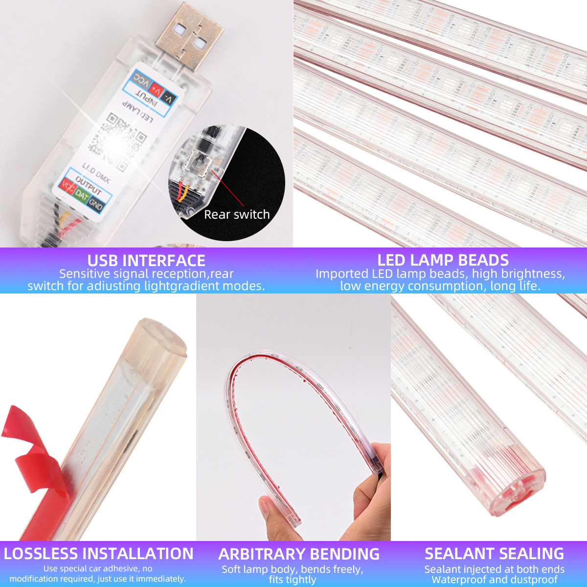 Lámpara Decorativa de Ambiente - Car Interior Neon Light Usb reseña y precio