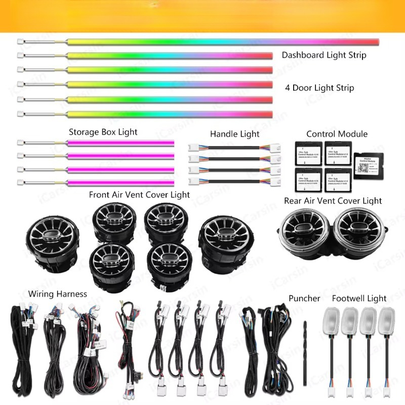 Tira de Luces Dinámicas W217 W - Car Ambient Lighting 64 Color reseña y precio