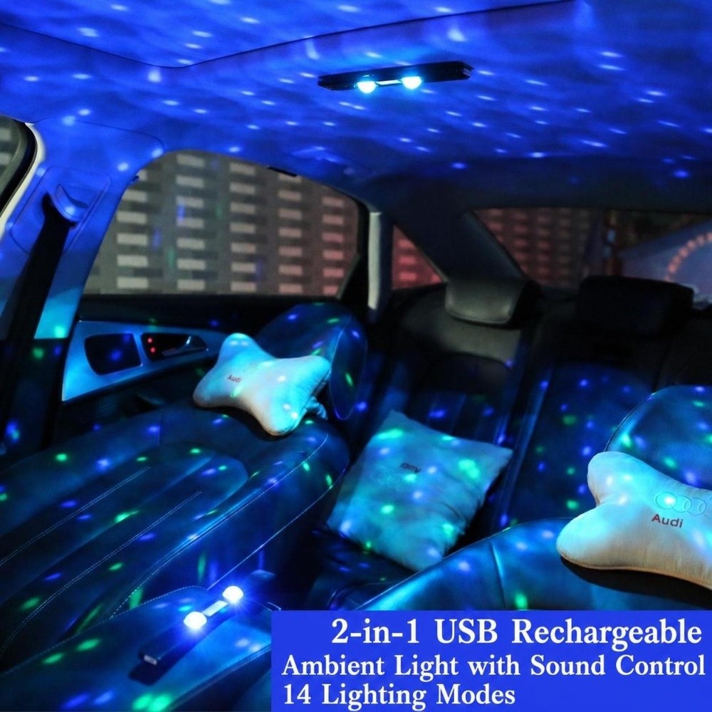 Luz ambiental interior para co - Car Ambient Light Sound Activated reseña y precio