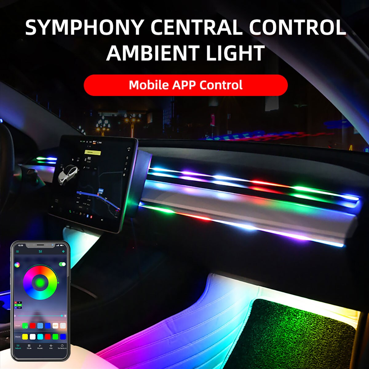 Luz Ambiental LED Acrílica par - Car Ambient Lighting 18 In 1 reseña y precio