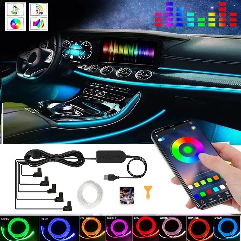 Tira de luces LED ambiental RG - Car Ambient Light Fiber Optic 6M reseña y precio