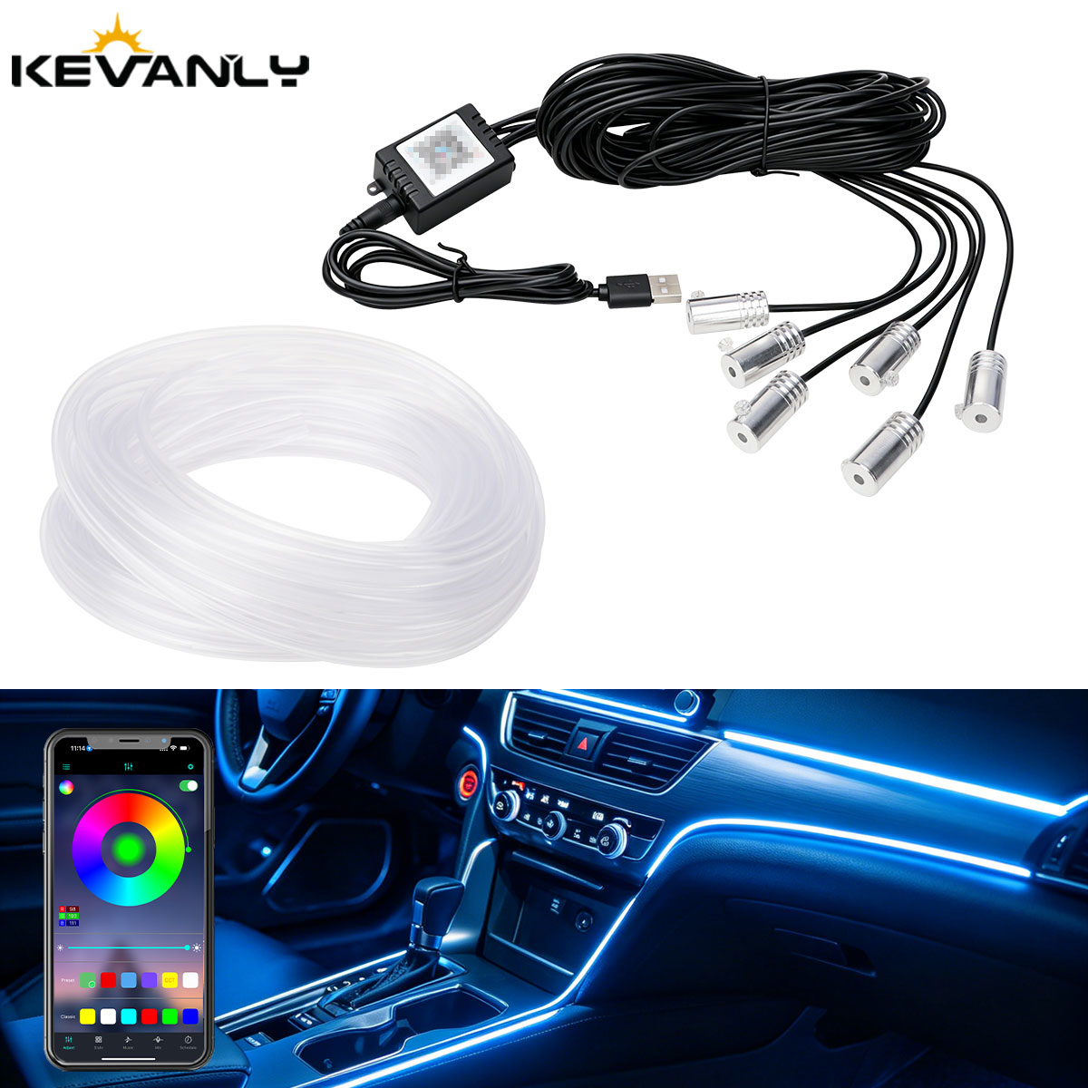 Luces LED de Ambiente para Int - Car Ambient Light Fiber Optic 6M reseña y precio