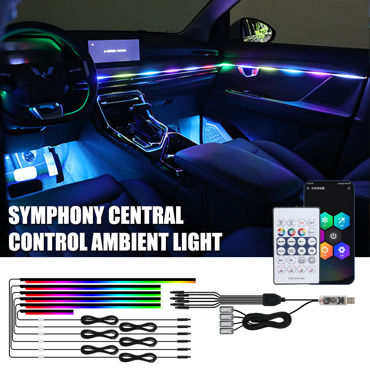Luces ambientales universales  - Car Interior Led Strip App Control reseña y precio