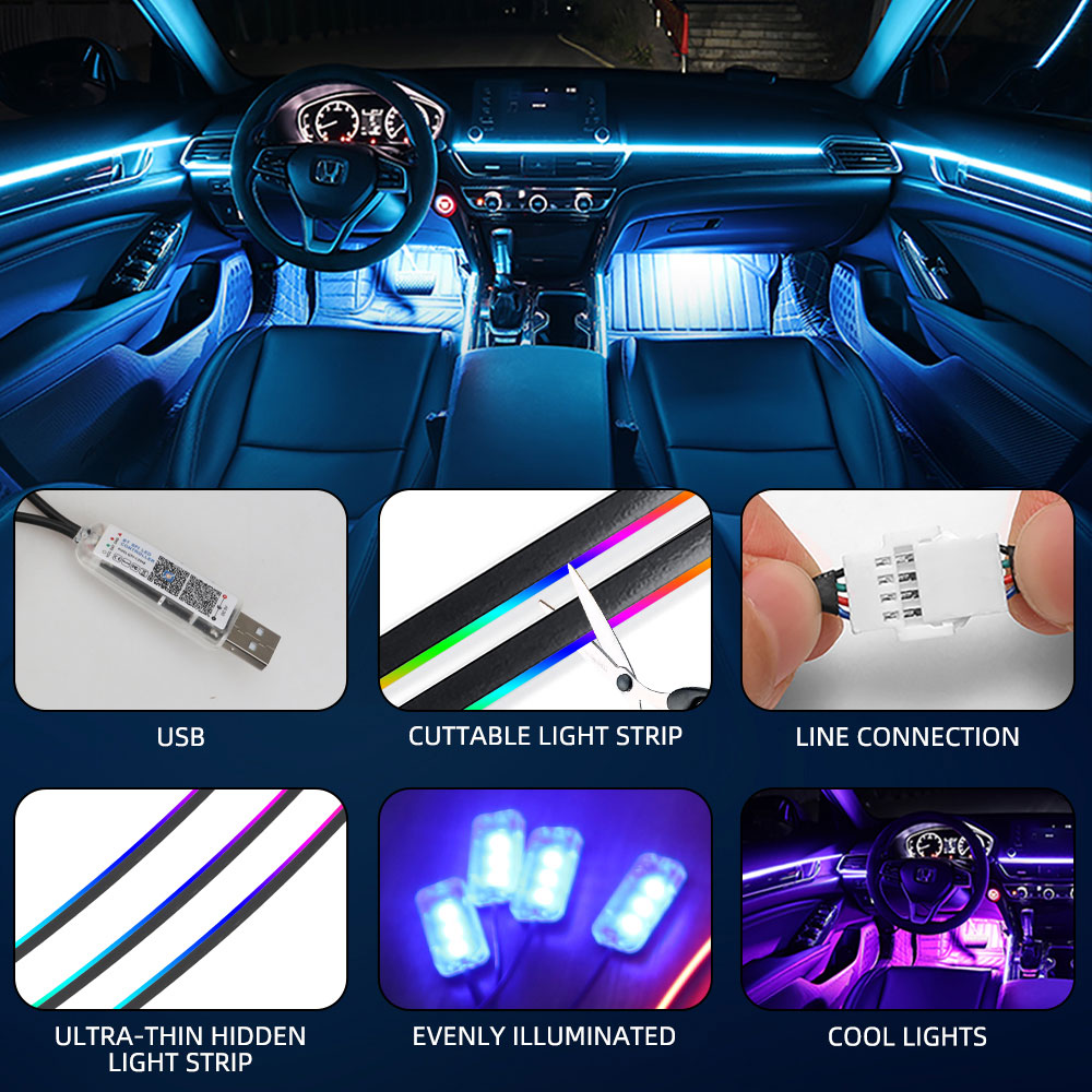 Luces ambientales universales  - Car Interior Led Strip App Control reseña y precio