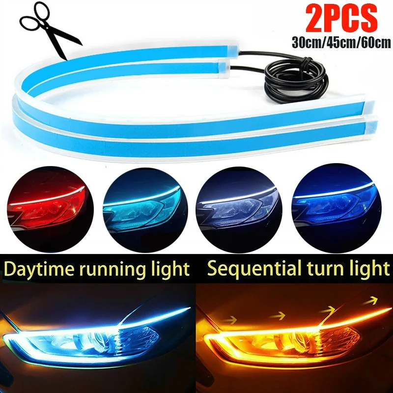 2 uds 12V tira guía Led faro p - Car Led Strip 12V Waterproof reseña y precio