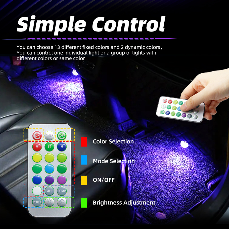 Luz Ambiental LED Inalámbrica  - Car Ambient Light Kit With Remote reseña y precio