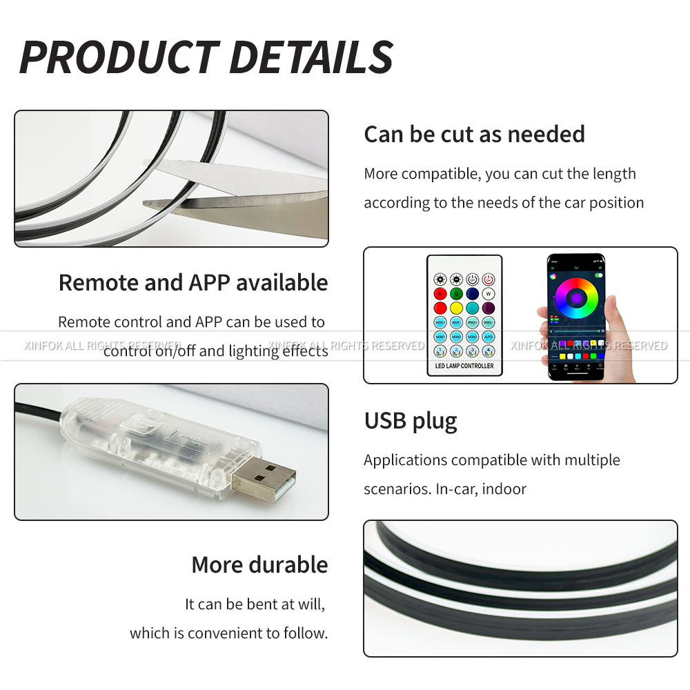 Tira de Luces LED Acrílicas pa - Car Interior Led Strip App Control reseña y precio