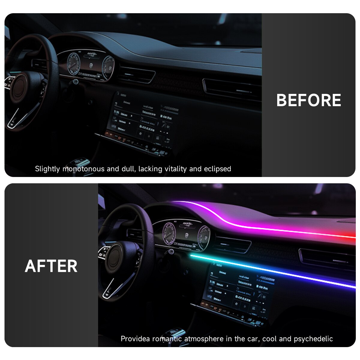 Tiras LED Acrílicas de 64 Colo - Car Interior Led Strip App Control reseña y precio