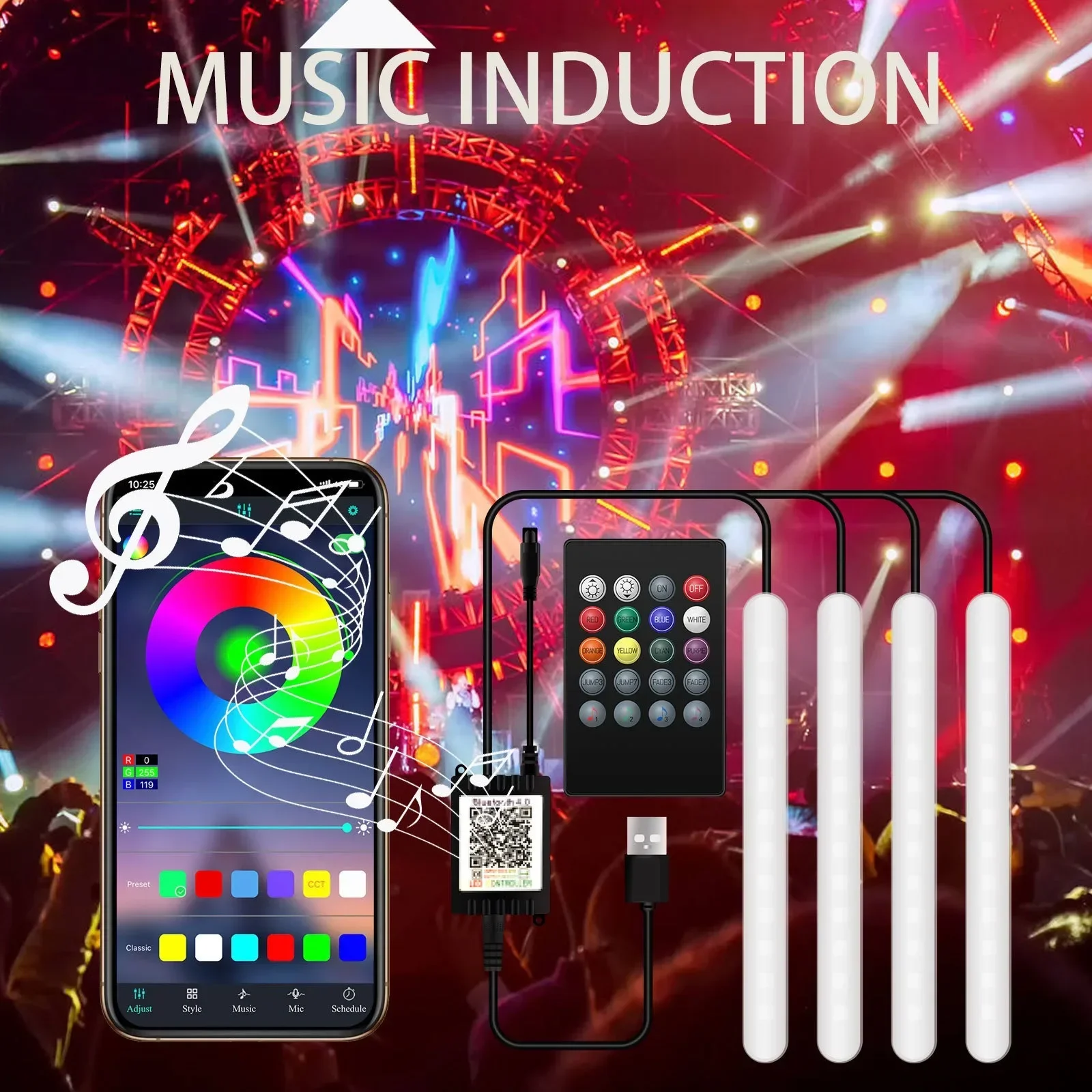 Luces ambientales LED para el  - Car Ambient Light Sound Activated reseña y precio