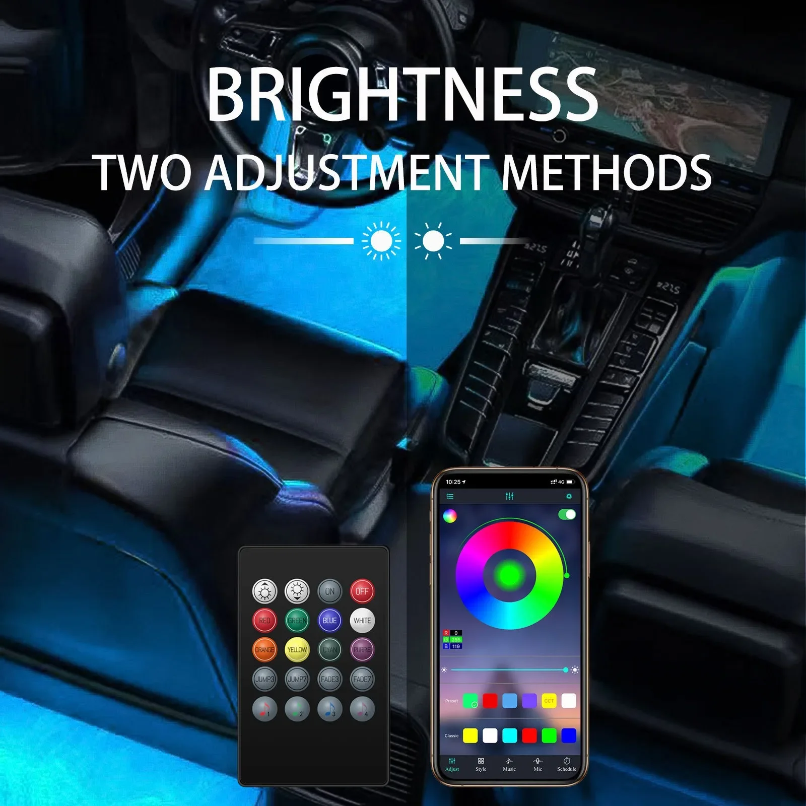 Luces ambientales LED para el  - Car Ambient Light Sound Activated reseña y precio