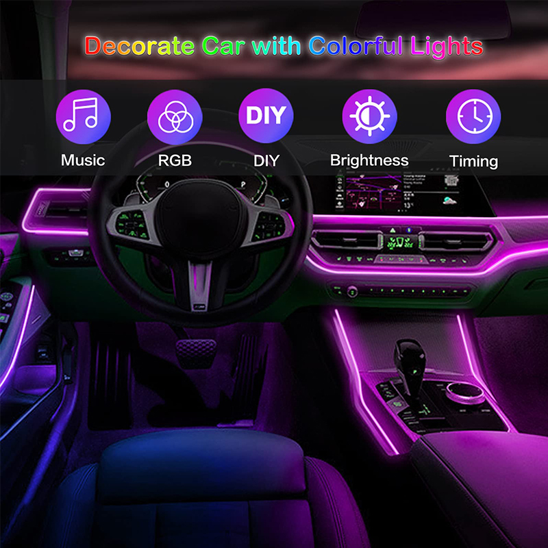BLALION-tira de luz LED RGB pa - Car Ambient Light Fiber Optic 6M reseña y precio