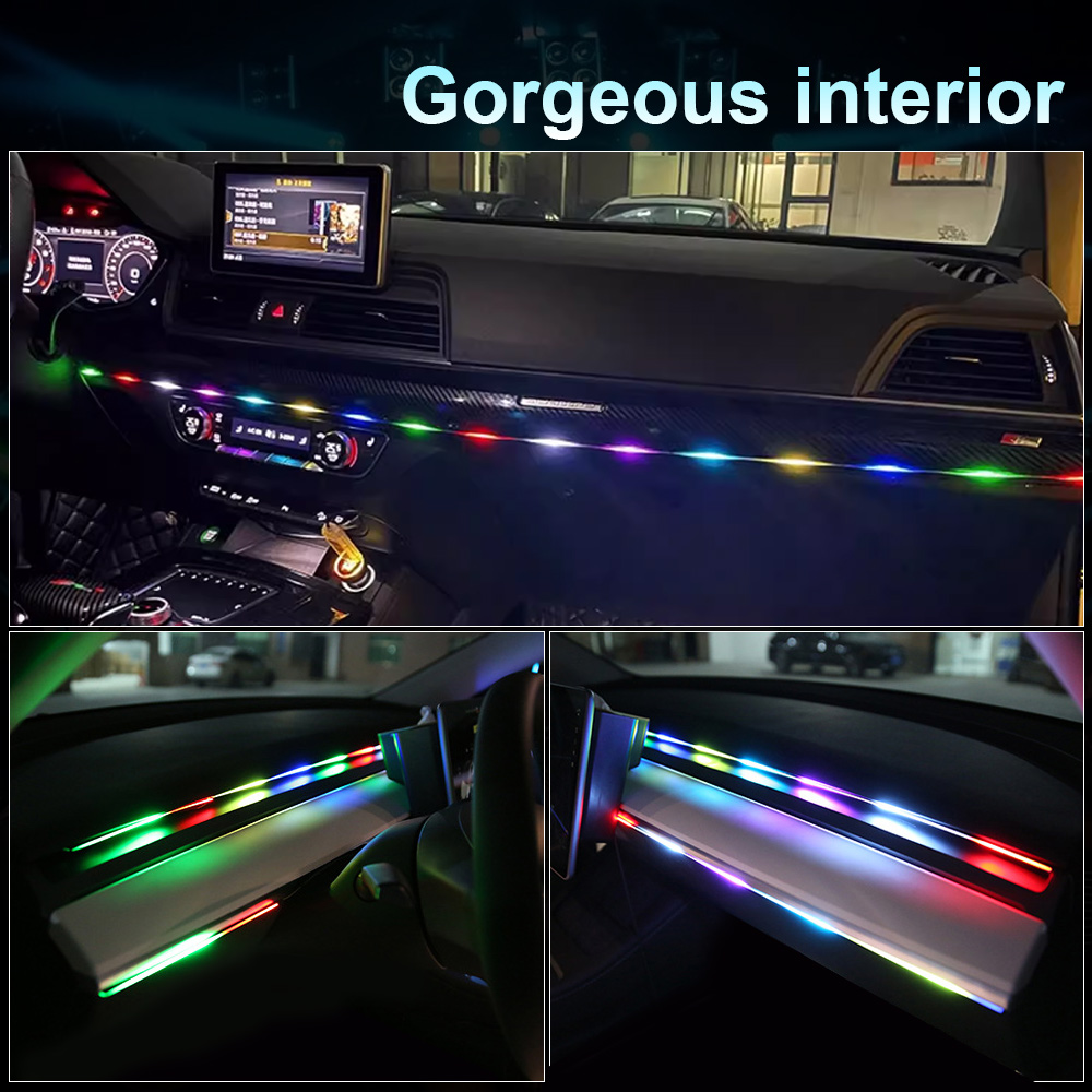 64 colores USB coche LED luz a - Car Interior Led Strip App Control reseña y precio