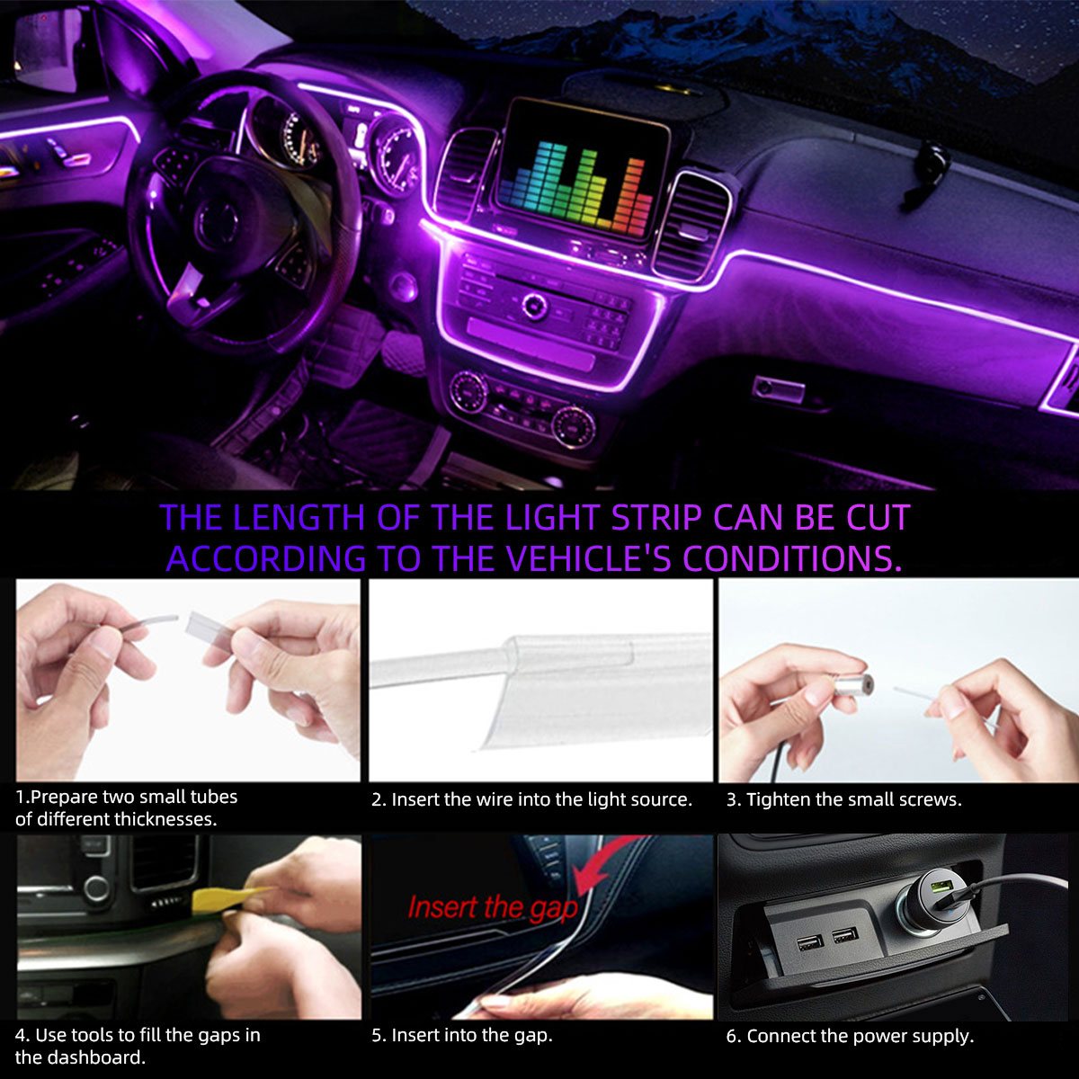 Tira de Luz Ambiental de Fibra - Car Dashboard Light Fiber Optic reseña y precio