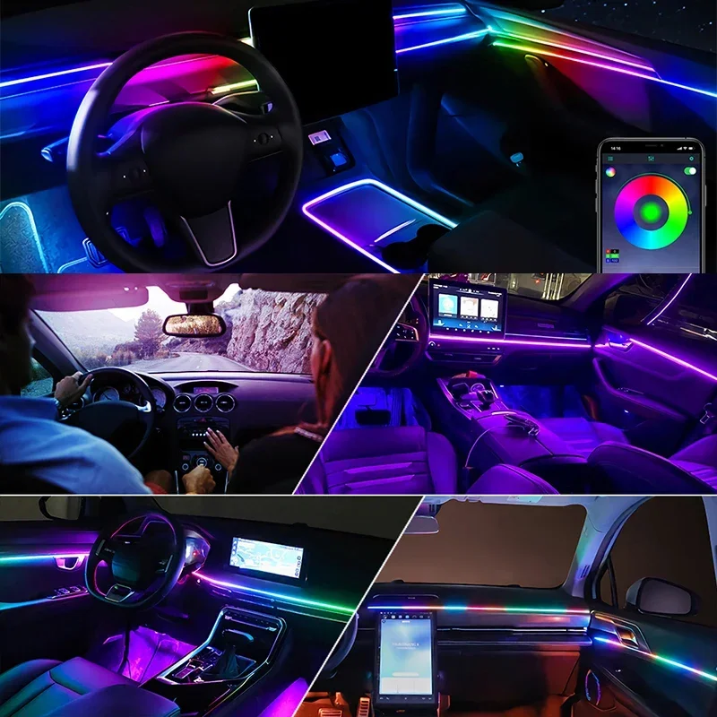 Luz Ambiental Interior LED Aut - Car Ambient Lighting 64 Color reseña y precio
